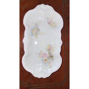 James Kent Old Foley Bone China Sandwich Tray Gold gilt & Pink Roses, 1950s Vint